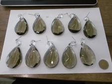 lot de 10 anciennes pampilles pour lustre couleur fumé  cristal H 6,3