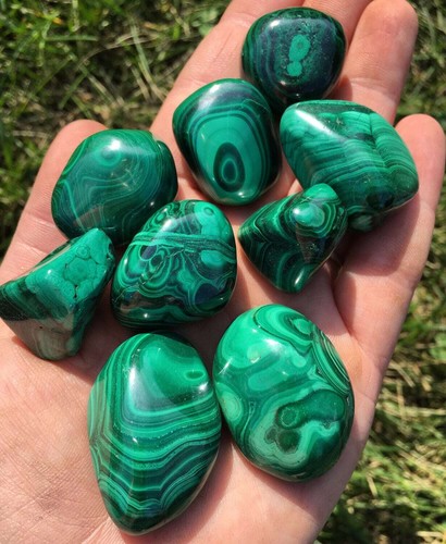 Malachite tumbled stone - tumbled,