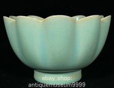 6,8 "Vieux chinois Song dynastie Ru four porcelaine Lotus fleur bol de vin