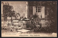 Old postcard Saint-Hubert, terrace of the Hotel Esplanade with chairs and tables in the middle 