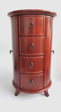 Bombay Round Cherry Wood Jewelry Armoire Organizer Drawers Necklace Hooks