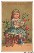 BR-BFP1-0558-CHROMOS - Garden stop GIRL AND CAT ON RED CARPET ST DENI