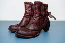 Neosens red brown embossed bootie ankle boot EU39 8 floral artsy steampunk goth