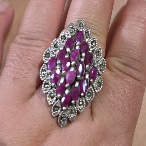 Bague argent rubis - en,