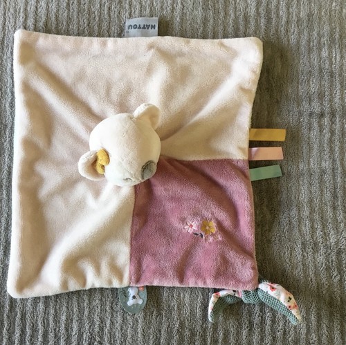 Doudou koala rose - violet, fleur