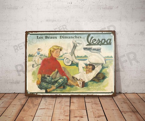 Plaque métal vintage vespa - métal,