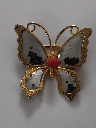 Broche papillon vintage dorée