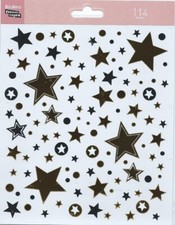 Stickers Etoiles doré et noir planche 18 cm x 15,5 cm autocollants scrapbooking