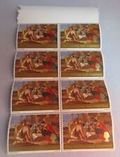 1967 NATIVITY LOUIS LE NAIN BLOCK OF EIGHT ONE SHILLING & SIXPENCE STAMPS MNH