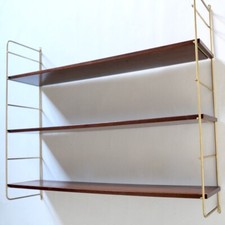 Vintage Wood and Metal Double String Design Wall Shelf