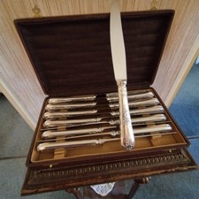 12 table knives floral decor and foliage goldsmith ERCUIS silver metal