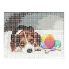 Kit canevas chiot toile coton + aiguille + fils enfants broderie  