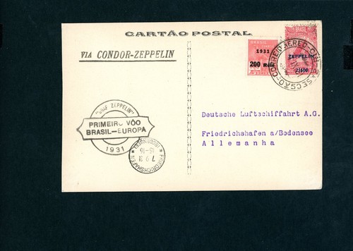 Brésil zeppelin carte postale - brésil,