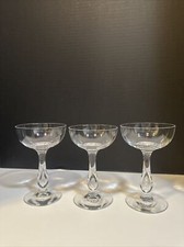Vintage Crystal Champagne Glasses with Teardrop Bubble Stems Set Of 3 Tiffin ?