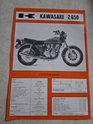 Kawasaki z650 650 fiche - z650, kz