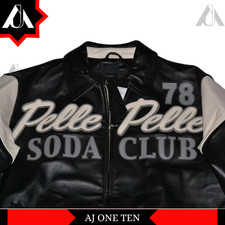 Authentic Pelle Pelle Men’s Soda Club Leather Jacket Cream Black All Sizes New