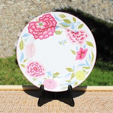 Limoges porcelain flat plate / Deshoulières / flowers