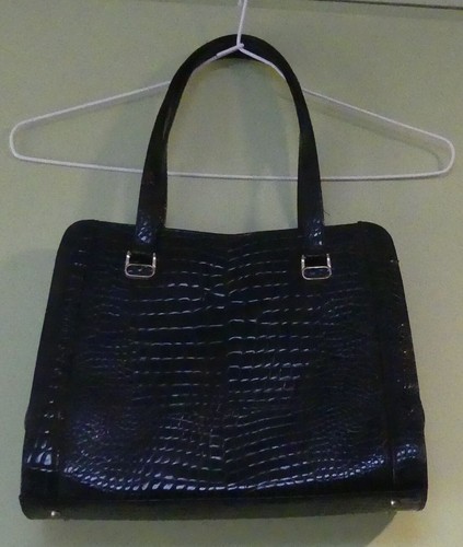 Sac verni noir façon croco - noir,