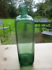 RARE bouteille à pans carré verre soufflé bleu Gresigne antique square bottle