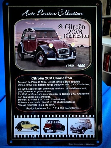 Plaque citroën 2cv - citroën, métal