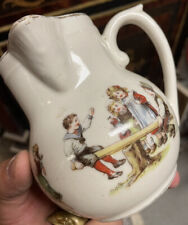 Antique pitcher ceramic earthenware child dinner broc dishes