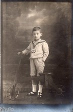 BJ269 Vintage Photo Card RPPC Child Scooter Toy Antique Fashion Fashion