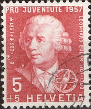 Switzerland Famous math- physicist astronomer Leonhard Euler stamp 1957 A-10