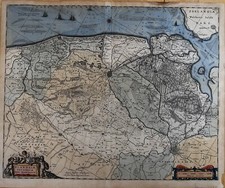 1643 Map Flandriae Teutonicae Pars Orientalior Willem Blaeu Flanders Belgium HC