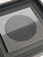 Victor Vasarely, Kinetics, optical work on aluminum, 27 x 27 cm
