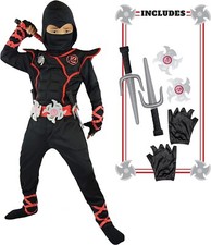 Black Deluxe Ninja Costume for Kids Boys Halloween Costume Dress Up Small 5-7yrs