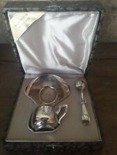 early 20th century silver metal baptism set 