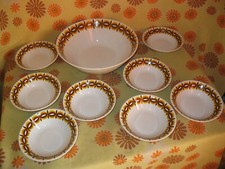 Vintage 70s Ancien SERVICE A DESSERT FRAISE MOTIF SEVENTIES WINTERLING BAVARIA