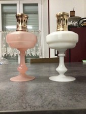 Lot de 2 Lampes Berger en opaline véritable blanche et rose complètes