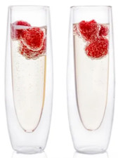 Pack de 2 Flutes Champagne Soufflés à la Main 13 cl Faubourg Double Paroi Neuf