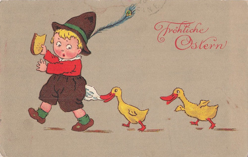 Illustree frohliche ostern - cp,
