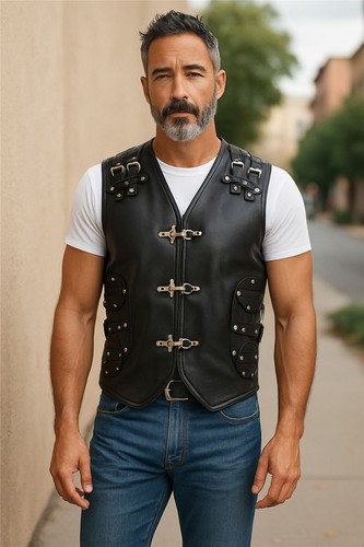 Homme noir cuir - noir, de