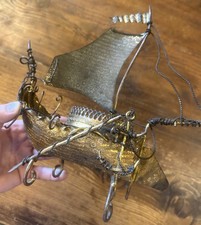 Présentoir Napoléon III Cave à Vin Ancien Bronze Doré Bateau Globe de Marié