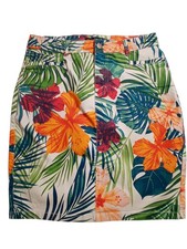 Jupe Blue Identity femme taille 12 blanche motif floral mi-longue