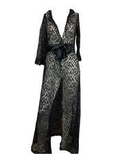 Chic vintage 70s lace and ribbon evening dress overlay coat lingerie boudoir