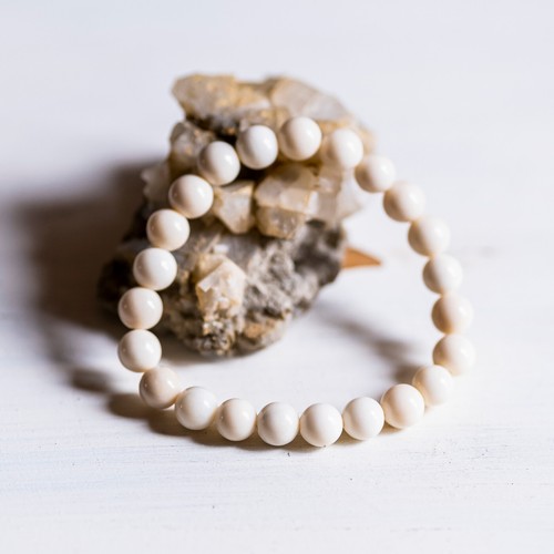Bracelet jade blanc perles - blanc,