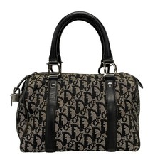 Auth DIOR/ChristianDior Trotteur - Dark Navy Cream Jacquard Leather Handbag
