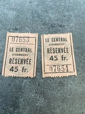 2 Anciens Tickets Cinéma Le Central Chambery Année 50 Souvenir 