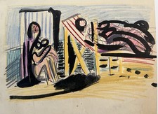 Jason Berger American Boston Expressionist Mixed Media On Paper  Signed Listed