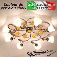 Plafonnier classique lustre bruni or 8 lumières lampe verres au choix AUTUNNO