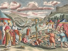 1798 Rare gravure aquarellée