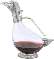 Regent Silverplated Duck Decanter 25.3 Oz, 750Ml Carafe, Wine Gift, Decanter for