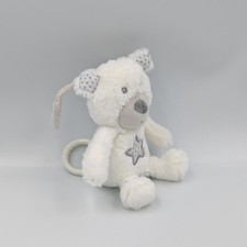 Doudou musical ours blanc gris
