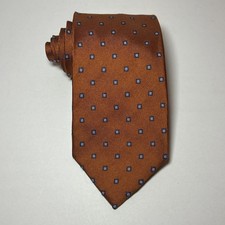 BARBA Sevenfold Necktie Orange Medallion Men’s Long Tie Handmade Italy 61”x3.75”