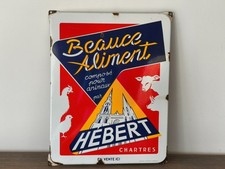 ANCIENNE PLAQUE "EMAILLEE BEAUCE ALIMENT HEBERT CHARTRES"  EMAILLERIE STRASBOURG