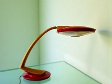 Lampe de bureau vintage  années 1970, réglable, rouge, Boomerang 2000 Fase